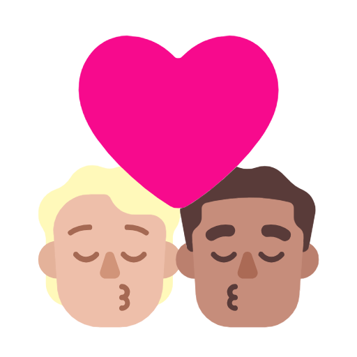 Поцілунок: людина, чоловік, середньо-світлий тон шкіри, середній тон шкіри для Microsoft Windows 11 24H2 August 2025 Update