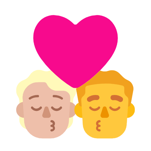 Поцілунок: людина, чоловік, середньо-світлий тон шкіри, без тону шкіри для Microsoft Windows 11 24H2 August 2025 Update