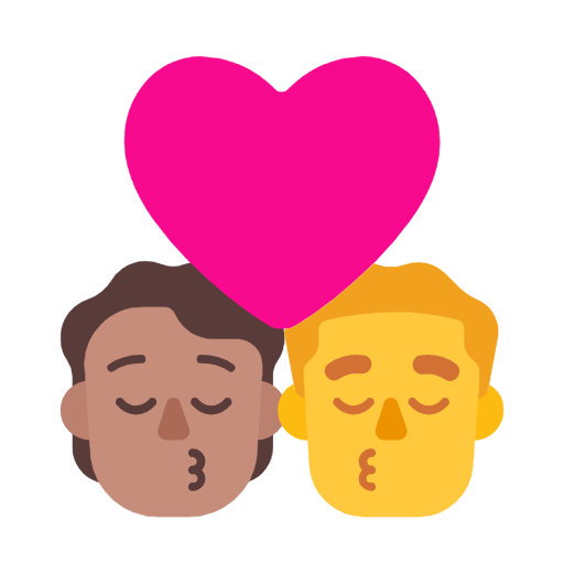 Поцілунок: людина, чоловік, середній тон шкіри, без тону шкіри для Microsoft Windows 11 24H2 August 2025 Update