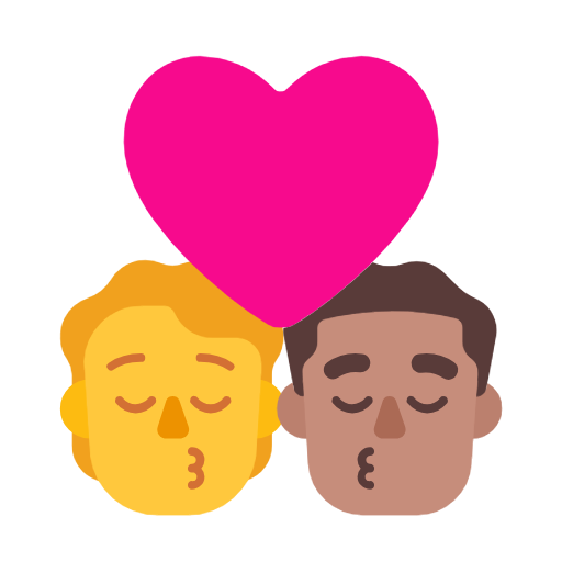 Поцілунок: людина, чоловік, без тону шкіри, середній тон шкіри для Microsoft Windows 11 24H2 August 2025 Update