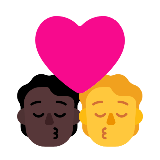 Поцілунок: людина, людина, темний тон шкіри, без тону шкіри для Microsoft Windows 11 24H2 August 2025 Update