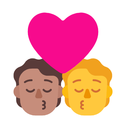 Поцілунок: людина, людина, середній тон шкіри, без тону шкіри для Microsoft Windows 11 24H2 August 2025 Update