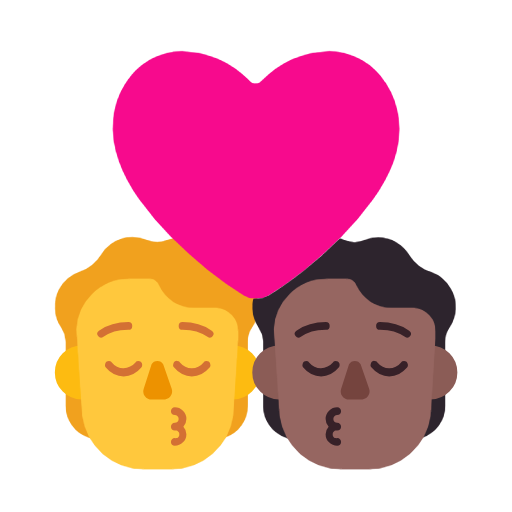 Поцілунок: людина, людина, Без тону шкіри, середньо-темний тон шкіри для Microsoft Windows 11 24H2 August 2025 Update