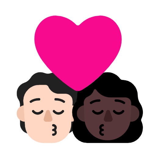 Поцілунок: людина, жінка, світлий тон шкіри, темний тон шкіри для Microsoft Windows 11 24H2 August 2025 Update