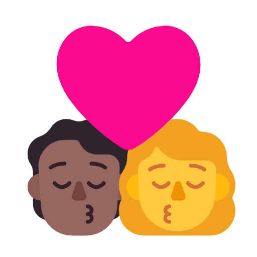 Поцілунок: людина, жінка, середньо-темний тон шкіри, без тону шкіри для Microsoft Windows 11 24H2 August 2025 Update