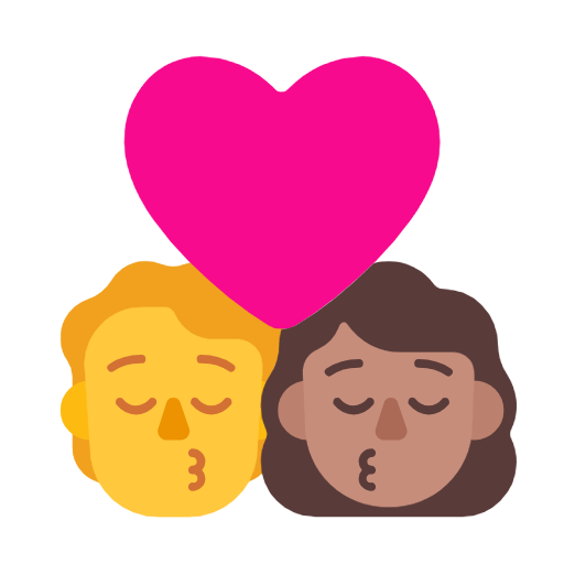 Поцілунок: людина, жінка, без тону шкіри, середній тон шкіри для Microsoft Windows 11 24H2 August 2025 Update