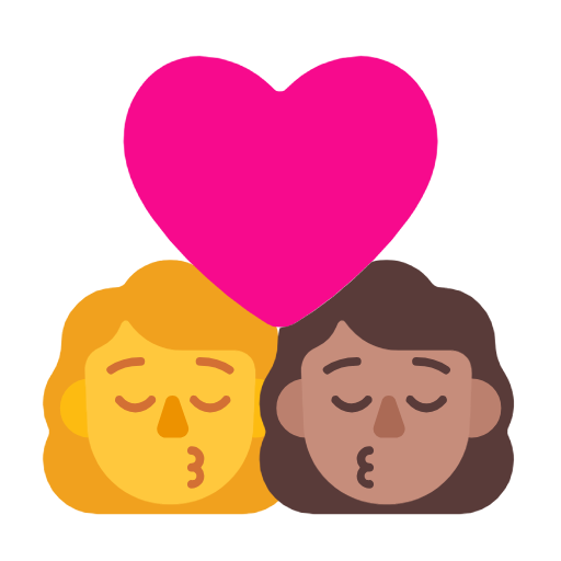 Поцілунок-жінка: без тону шкіри, жінка: середній тон шкіри для Microsoft Windows 11 24H2 August 2025 Update