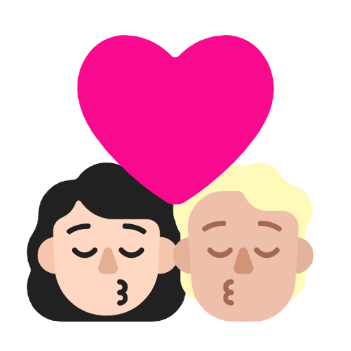 Beijo: Mulher, Pessoa, Tom de pele claro, Tom de pele médio-claro para Microsoft Windows 11 24H2 August 2025 Update