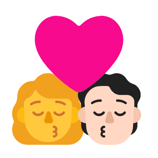 Поцілунок: жінка, людина, без тону шкіри, світлий тон шкіри для Microsoft Windows 11 24H2 August 2025 Update