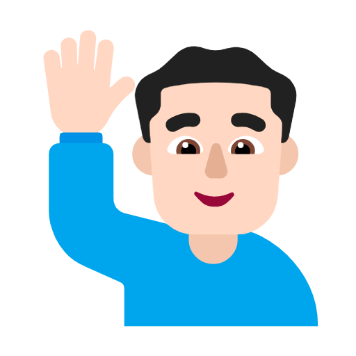 Man Raising Hand: Light Skin Tone for Microsoft Windows 11 24H2 August 2025 Update