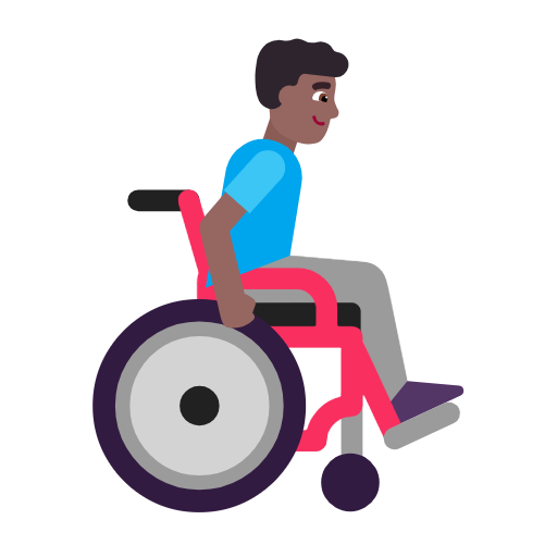 Homem em cadeira de rodas manual virado para a direita: tom de pele médio-escuro para Microsoft Windows 11 24H2 August 2025 Update