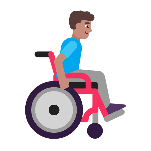 Homem em cadeira de rodas manual virado para a direita: tom de pele médio para Microsoft Windows 11 24H2 August 2025 Update