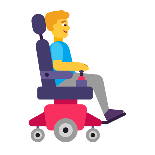 Чоловік у моторизованому інвалідному візку дивиться праворуч для Microsoft Windows 11 24H2 August 2025 Update