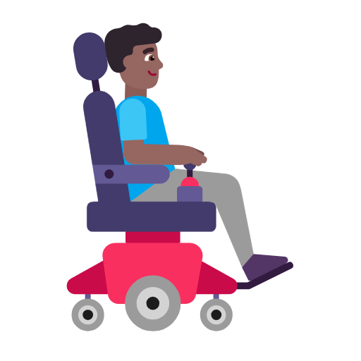 Homem em cadeira de rodas motorizada virado para a direita: tom de pele médio-escuro para Microsoft Windows 11 24H2 August 2025 Update