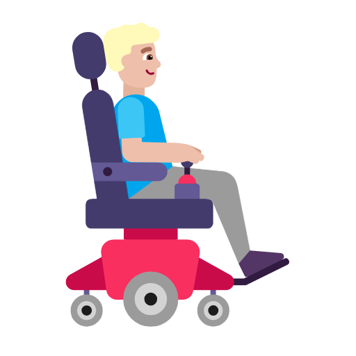 Homem em cadeira de rodas motorizada virado para a direita: tom de pele médio-claro para Microsoft Windows 11 24H2 August 2025 Update