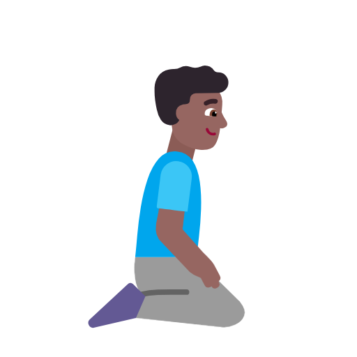 Homem ajoelhado virado para a direita: tom de pele médio-escuro para Microsoft Windows 11 24H2 August 2025 Update