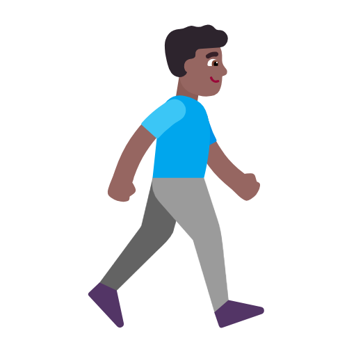 Homem caminhando de frente para a direita: tom de pele médio-escuro para Microsoft Windows 11 24H2 August 2025 Update