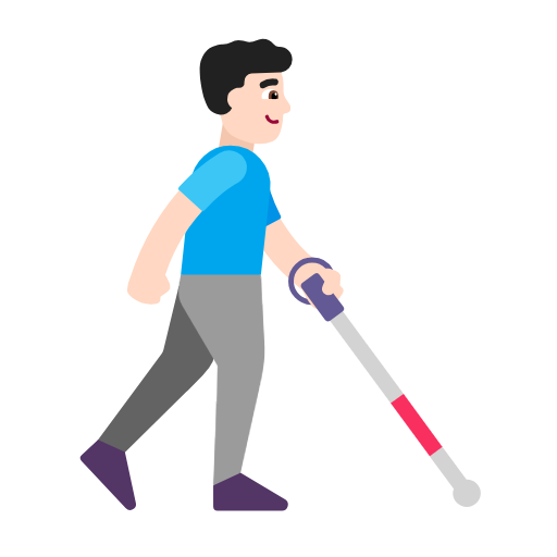 Homem com bengala branca voltado para a direita: tom de pele claro para Microsoft Windows 11 24H2 August 2025 Update