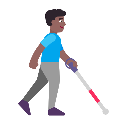 Homem com bengala branca voltado para a direita: tom de pele médio-escuro para Microsoft Windows 11 24H2 August 2025 Update