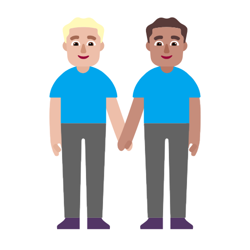 Homens que seguram as mãos: tom de pele médio-leve, tom de pele médio para Microsoft Windows 11 24H2 August 2025 Update