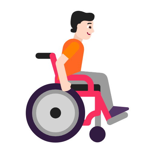 Людина в ручному інвалідному візку, дивиться праворуч: світлий тон шкіри для Microsoft Windows 11 24H2 August 2025 Update