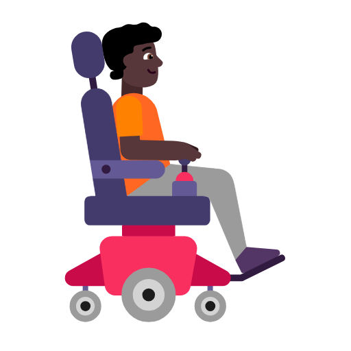 Pessoa em cadeira de rodas motorizada voltada para a direita: tom de pele escuro para Microsoft Windows 11 24H2 August 2025 Update