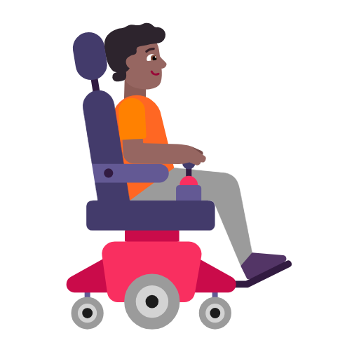 Pessoa em cadeira de rodas motorizada voltada para a direita: tom de pele médio-escuro para Microsoft Windows 11 24H2 August 2025 Update