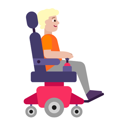 Pessoa em cadeira de rodas motorizada voltada para a direita: tom de pele médio-claro para Microsoft Windows 11 24H2 August 2025 Update