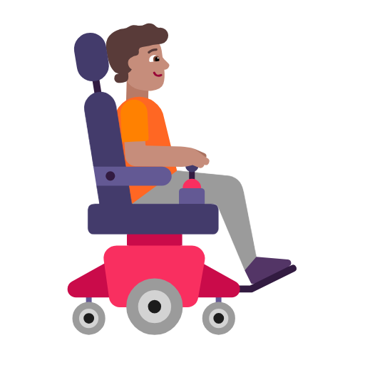 Pessoa em cadeira de rodas motorizada voltada para a direita: tom de pele médio para Microsoft Windows 11 24H2 August 2025 Update