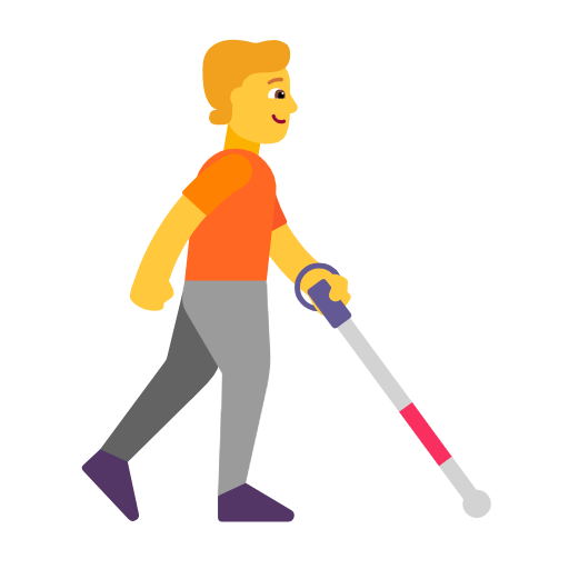 Pessoa com bengala branca voltada para a direita para Microsoft Windows 11 24H2 August 2025 Update