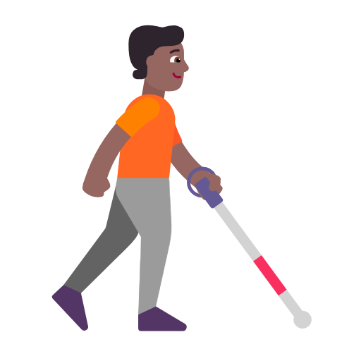 Pessoa com bengala branca voltada para a direita: tom de pele médio-escuro para Microsoft Windows 11 24H2 August 2025 Update