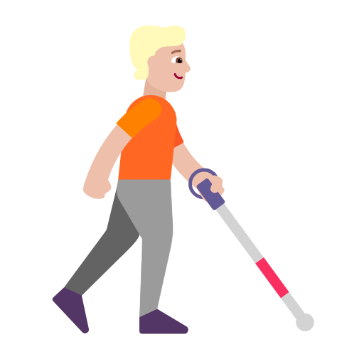 Pessoa com bengala branca voltada para a direita: tom de pele médio-claro para Microsoft Windows 11 24H2 August 2025 Update