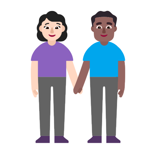 Mulher And Homem Holding Hands: Pele Clara, Pele Morena Escura para Microsoft Windows 11 24H2 August 2025 Update