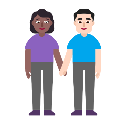 Mulher And Homem Holding Hands: Pele Morena Escura, Pele Clara para Microsoft Windows 11 24H2 August 2025 Update