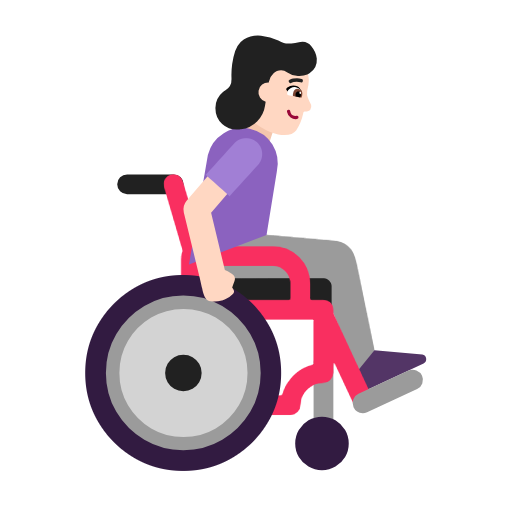 Mulher em cadeira de rodas manual voltada para a direita: tom de pele claro para Microsoft Windows 11 24H2 August 2025 Update