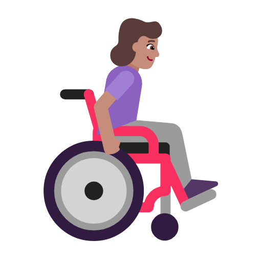 Mulher em cadeira de rodas manual voltada para a direita: tom de pele médio para Microsoft Windows 11 24H2 August 2025 Update