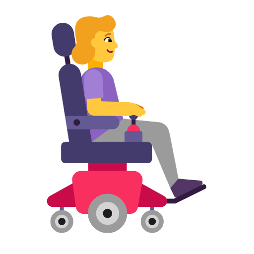 Mulher em cadeira de rodas motorizada voltada para a direita para Microsoft Windows 11 24H2 August 2025 Update