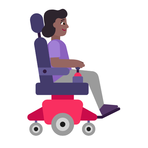 Mulher em cadeira de rodas motorizada voltada para a direita: tom de pele médio-escuro para Microsoft Windows 11 24H2 August 2025 Update