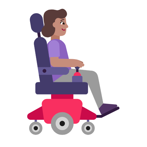 Mulher em cadeira de rodas motorizada voltada para a direita: tom de pele médio para Microsoft Windows 11 24H2 August 2025 Update