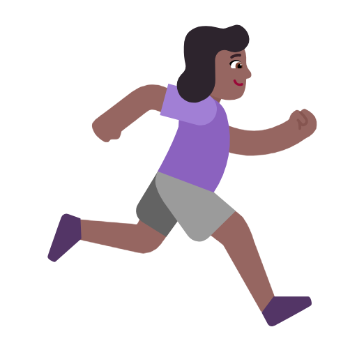 Mulher correndo de frente para a direita: tom de pele médio-escuro para Microsoft Windows 11 24H2 August 2025 Update