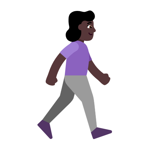 Mulher caminhando de frente para a direita: tom de pele escuro para Microsoft Windows 11 24H2 August 2025 Update