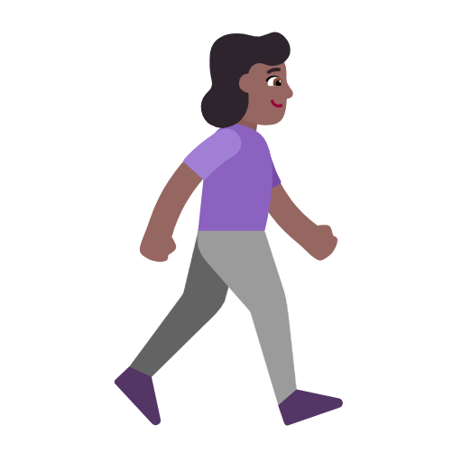 Mulher caminhando de frente para a direita: tom de pele médio-escuro para Microsoft Windows 11 24H2 August 2025 Update