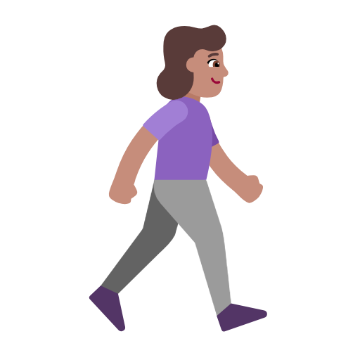 Mulher caminhando de frente para a direita: tom de pele médio para Microsoft Windows 11 24H2 August 2025 Update