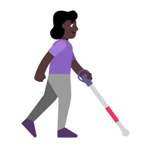 Mulher com bengala branca voltada para a direita: tom de pele escuro para Microsoft Windows 11 24H2 August 2025 Update