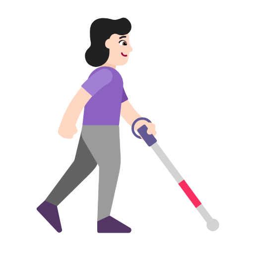 <div>Жінка з білою тростиною: світла шкіра, повернена вправо</div> для Microsoft Windows 11 24H2 August 2025 Update