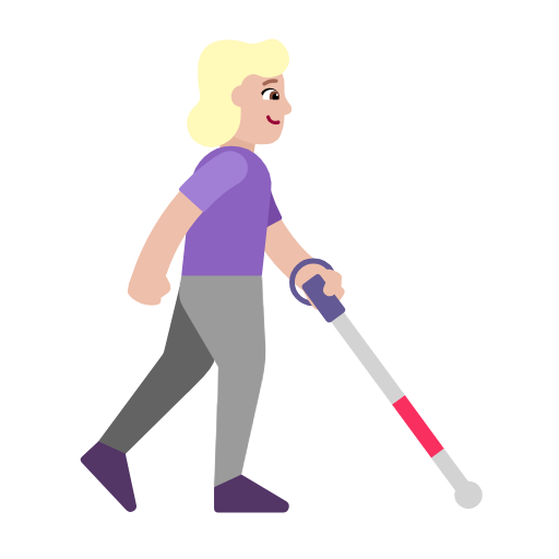 Mulher com bengala branca voltada para a direita: tom de pele médio-claro para Microsoft Windows 11 24H2 August 2025 Update