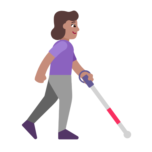 Mulher com bengala branca voltada para a direita: tom de pele médio para Microsoft Windows 11 24H2 August 2025 Update