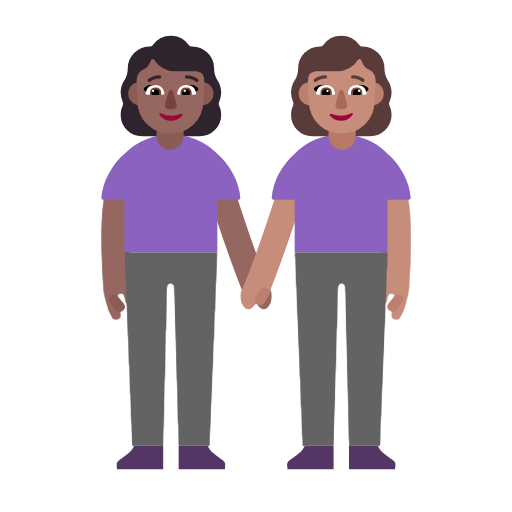 Mulheres que seguram as mãos: tom de pele médio-escuro, tom de pele médio para Microsoft Windows 11 24H2 August 2025 Update