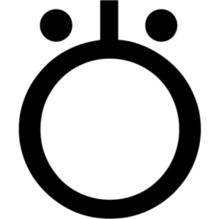 עיגול עבה עם קו ושתי נקודות מעל