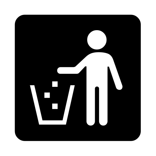 Symbol odhazování odpadků do koše